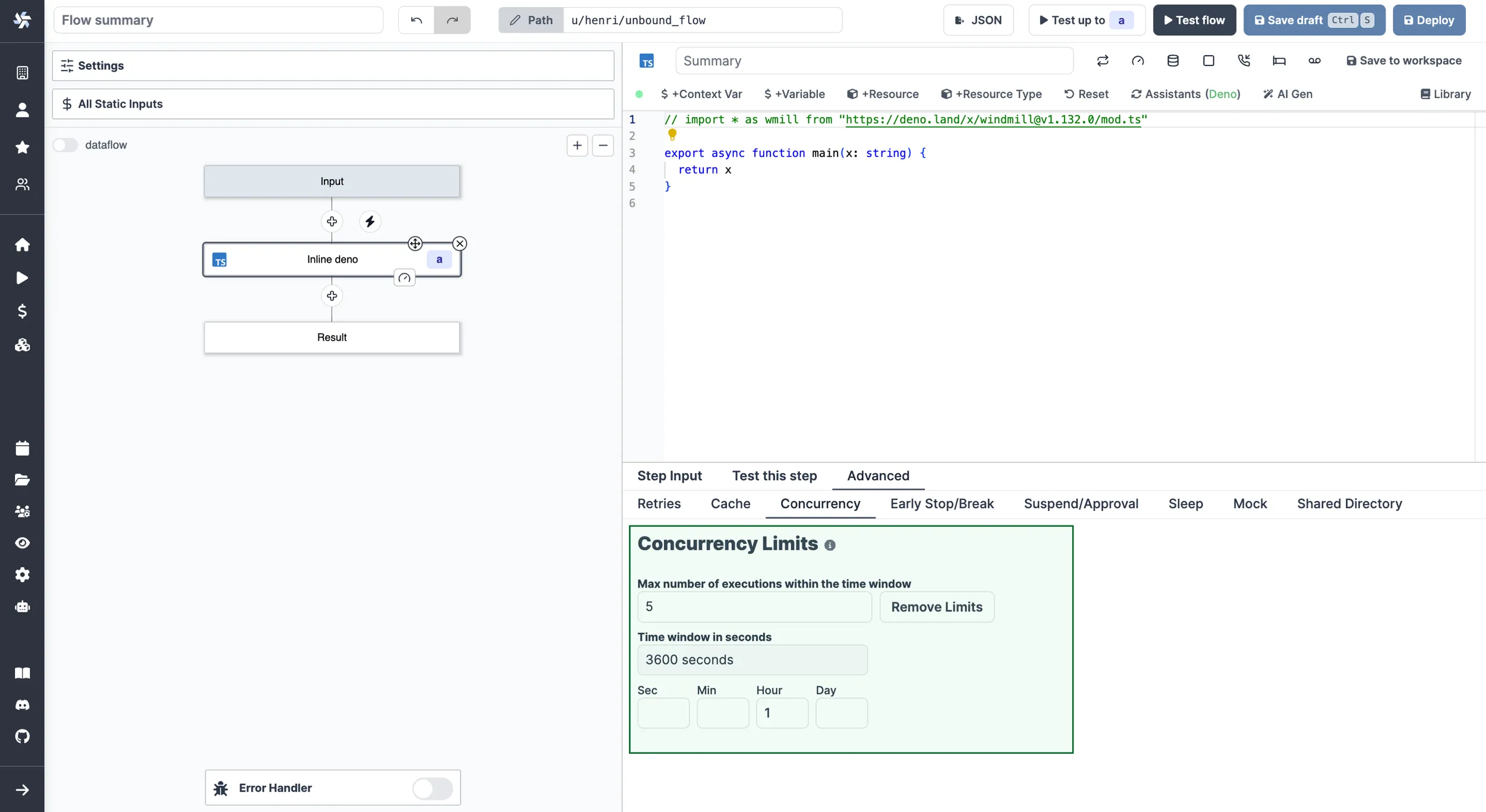 Concurrency Limit Scripts within Flow